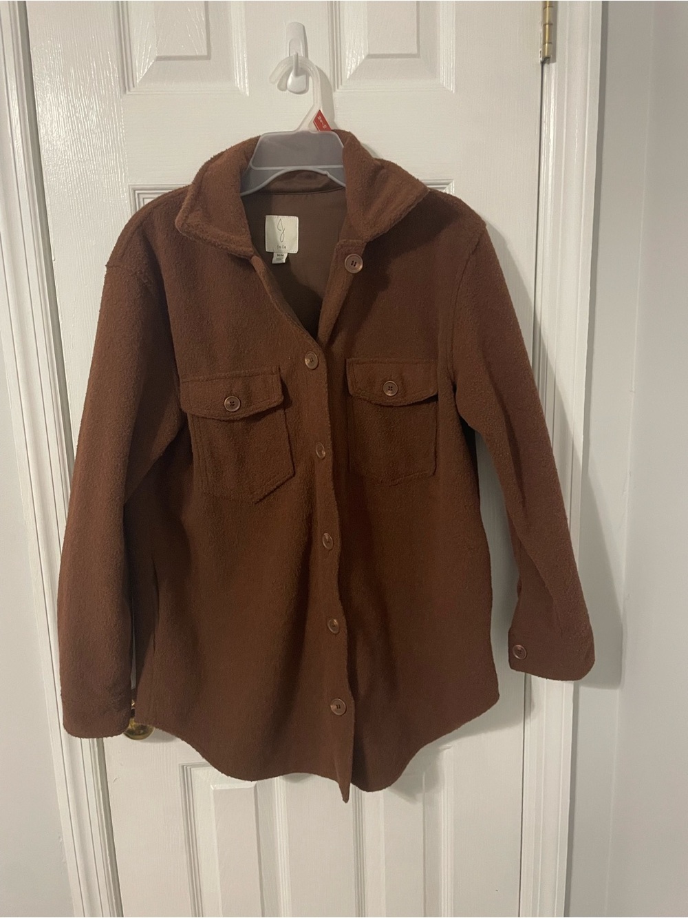 Joie Chocolate Brown Oversized Teddy Button-Front Shacket Jacket Coat Sz Medium
